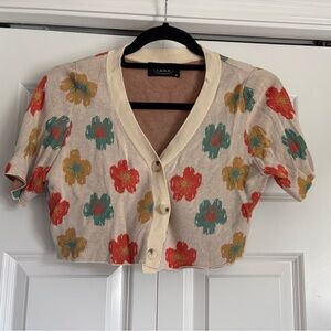 Floral Cropped Cardigan with Button Front